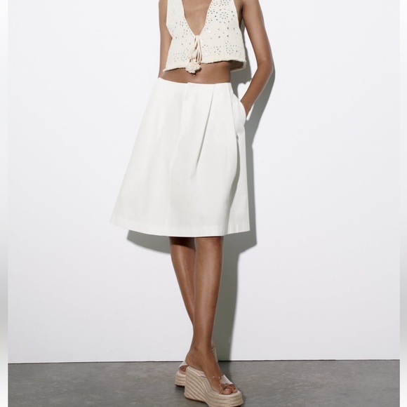 Zara pleated midi skirt Oyster white NWT